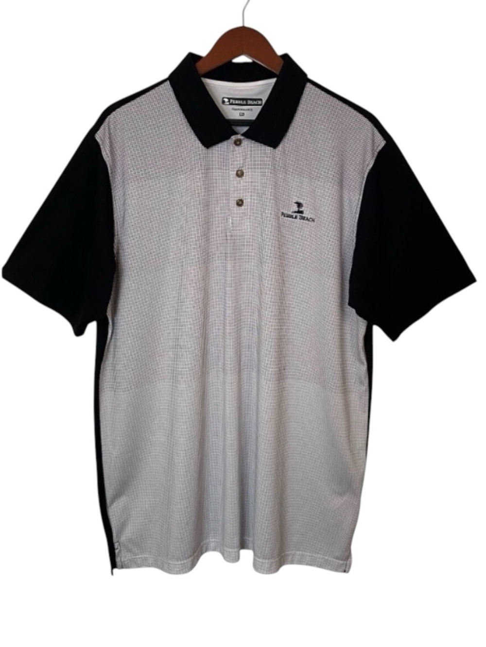 Pebble Beach Performance Golf Polo Shirt Men’s XL Black White Athletic